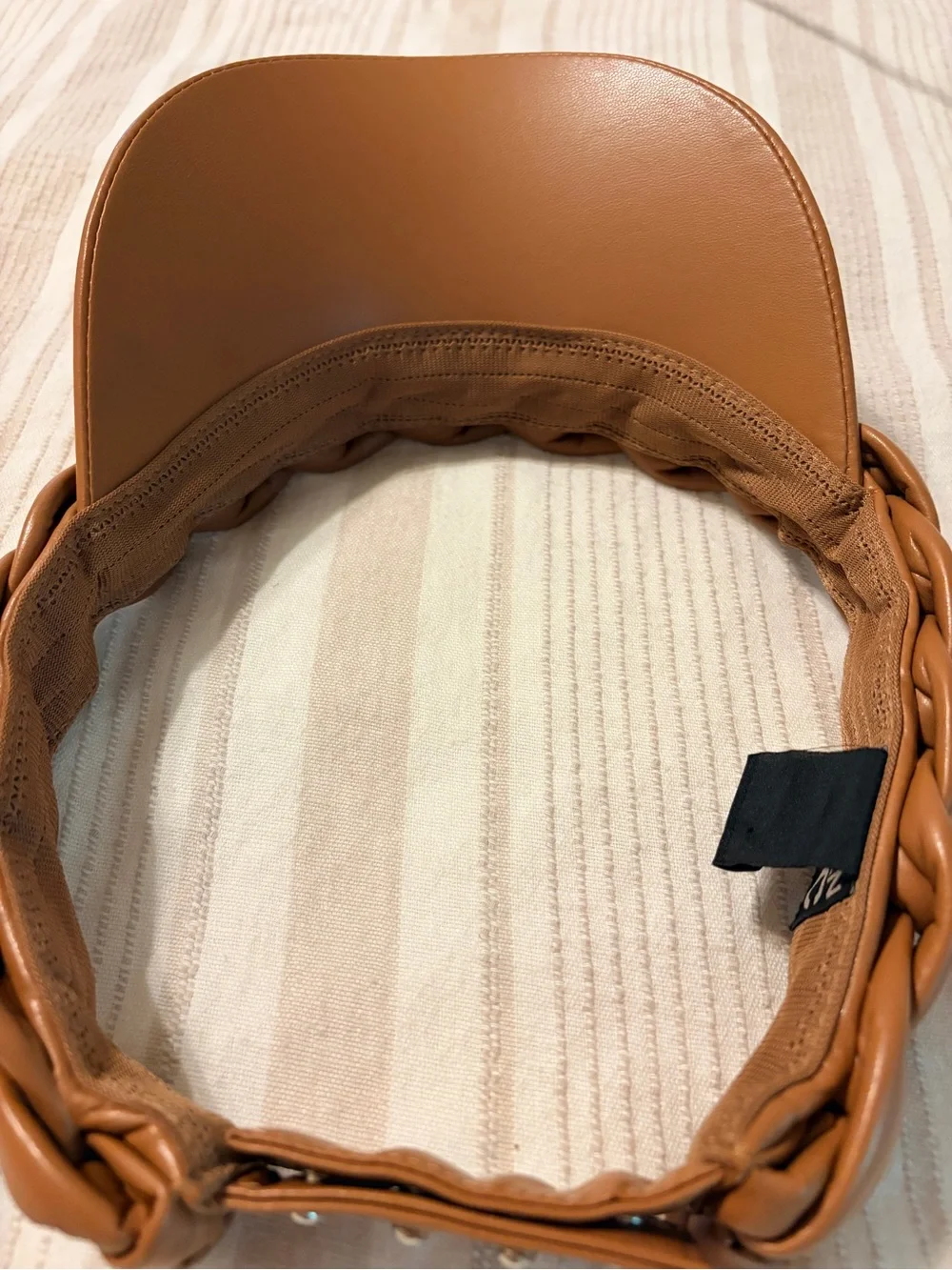 Madden NYC Braided Faux Leather Visor Brown Tan Adjustable One Size